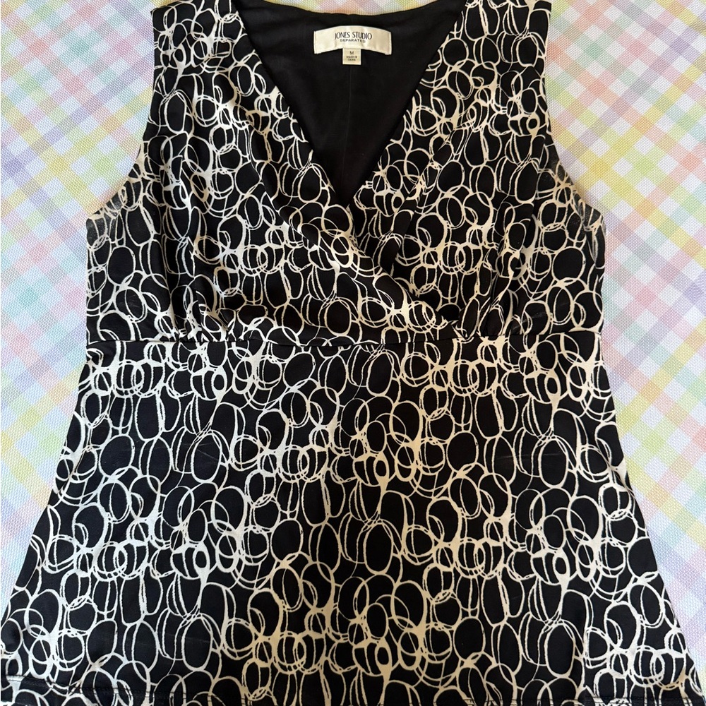 Oilo Studio Black and Cream Patterned Blouse